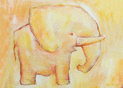 Éléphant pastel sur fond chaleureux